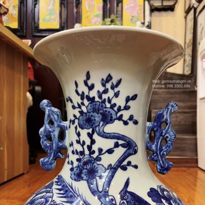 Cặp bình tích cổ Chim Trĩ Hoa Phù Dung